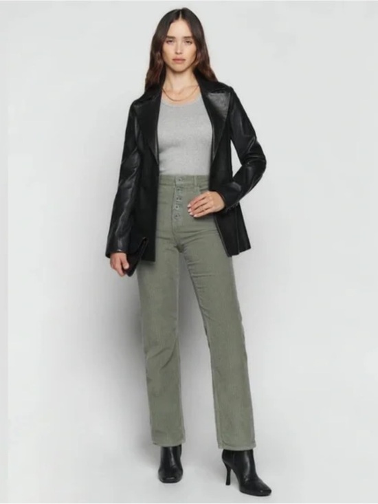Reformation Pants - Reformation Cynthia Button Fly High Rise Corduroy Pants - Moss - Size 29